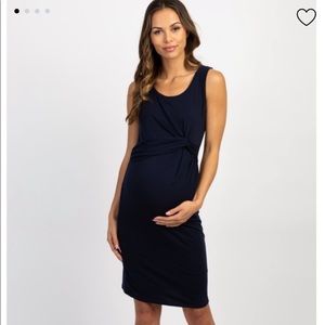 PinkBlush Navy Twist Knot Front Maternity Dress